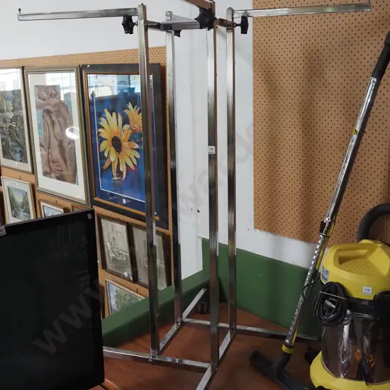 chrome shop clothing display stand with adjustable heights