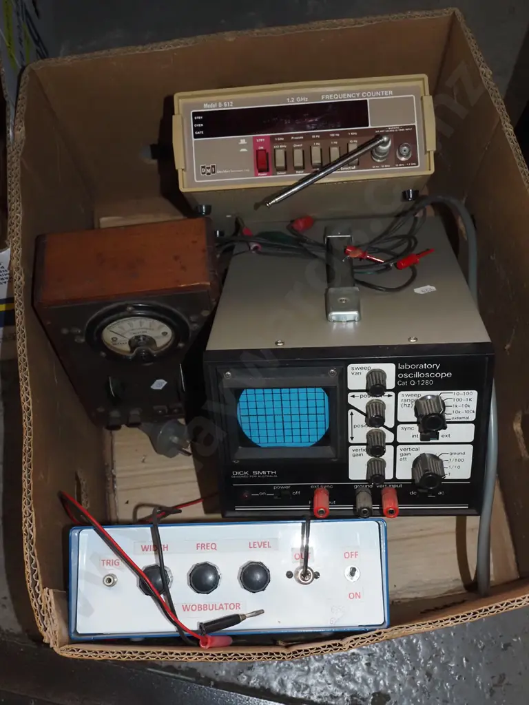box; oscilloscope, frequency counter, amp meter etc - all As  Is No Returns Image 1++