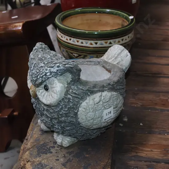 composite owl themed jardiniere