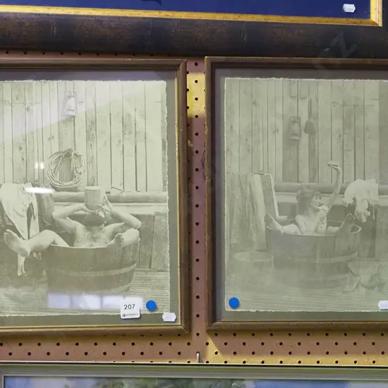 2x reproduction photo prints - bathing scenes