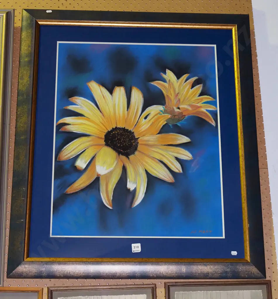 Norma Hart - framed pastel - sunflowers Image 1++