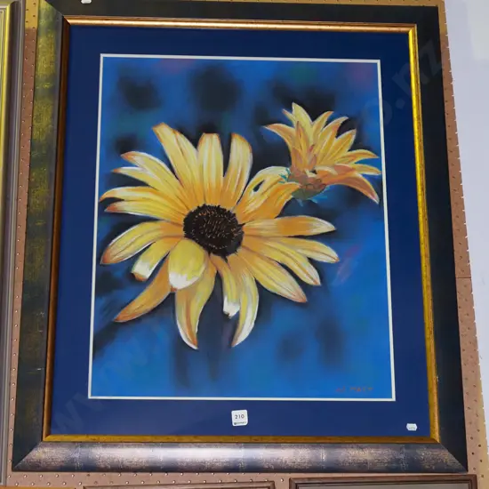 Norma Hart - framed pastel - sunflowers