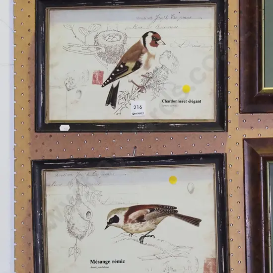framed bird themed prints - yellow dots