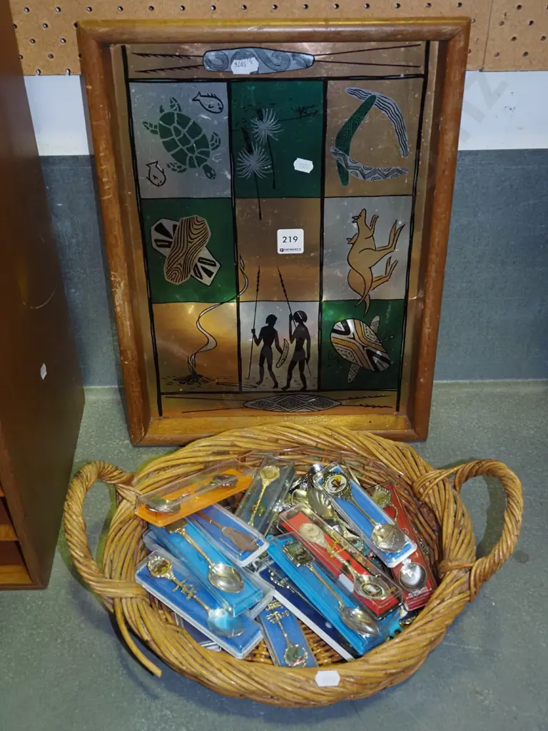 cane trays x2, souvenir teaspoons Image 1++
