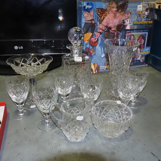 cut crystal decanter, vase, comport etc