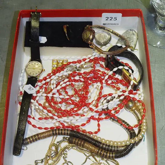 small tray of costume jewellery etc
