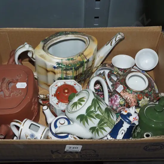 box; miniature teapots etc