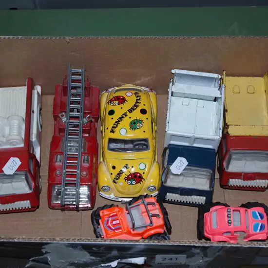 box of toy vehicles