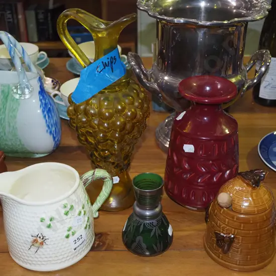 milk jugs, honey pot, vases