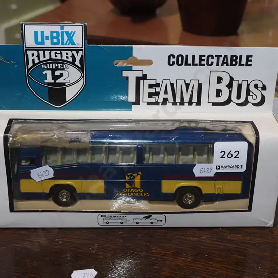 boxed as new Highlanders collectable team bus - fading to box
