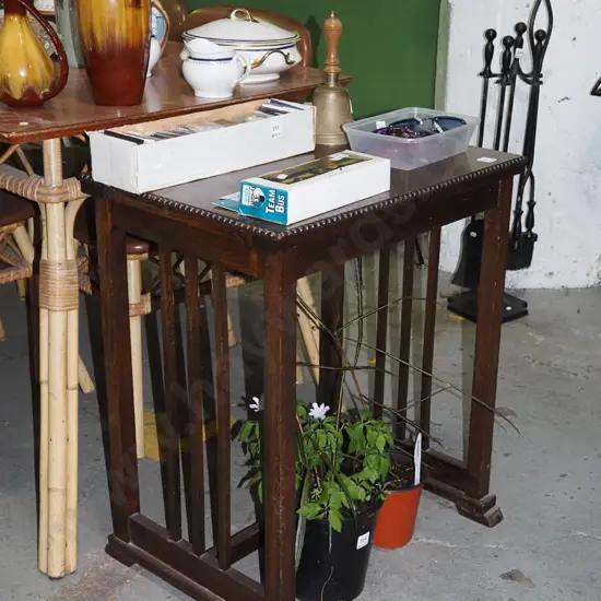 solid oak refectory based hall table H690 W580 420