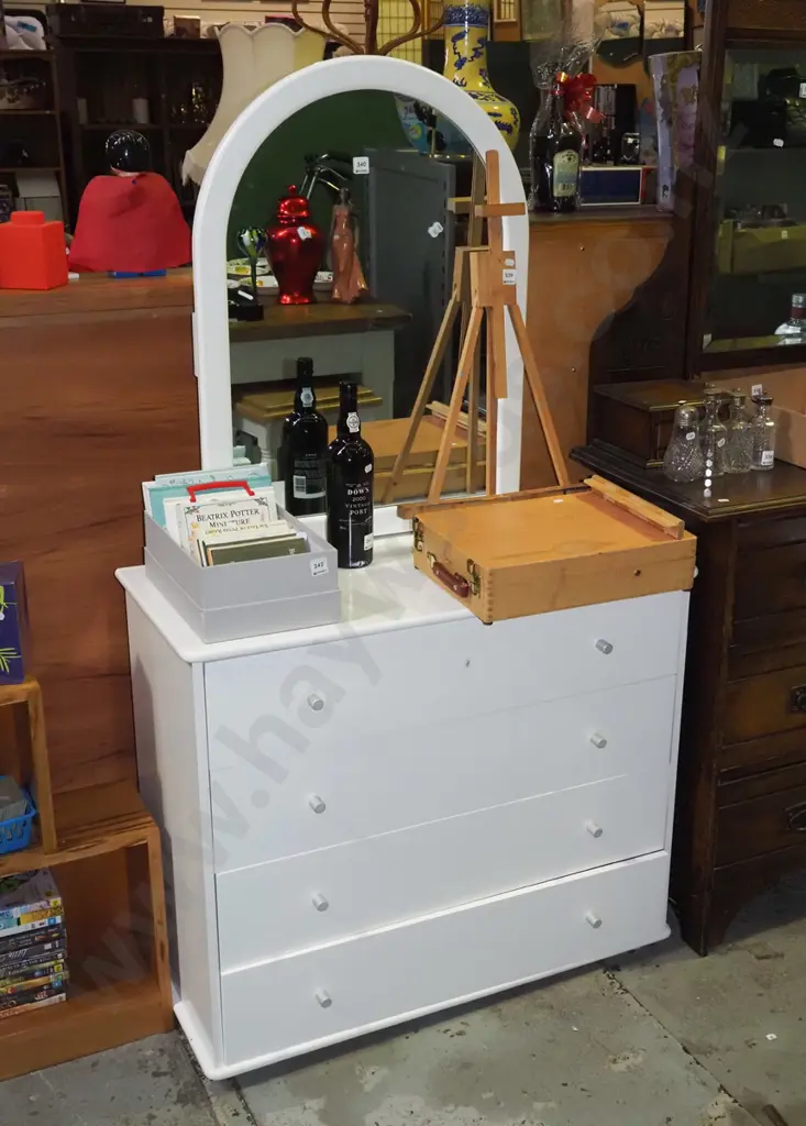 mdf melteca 4 drawer mirror back dresser H1530 W880 D400 Image 1++