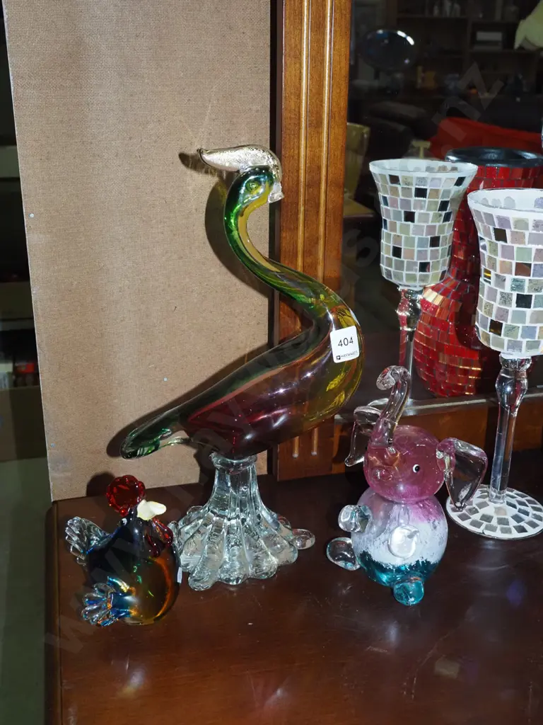 assorted glass animal figurines - 1 bird has damage to beak Tallest H350 Image 1++