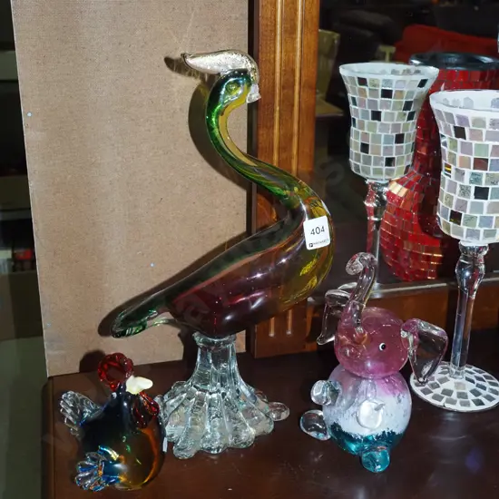 assorted glass animal figurines - 1 bird has damage to beak Tallest H350
