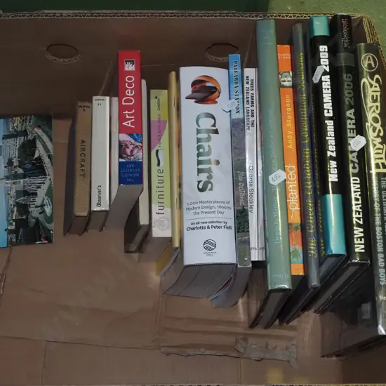 box; various books