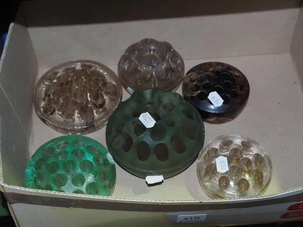 box of glass flower frogs Image 1++
