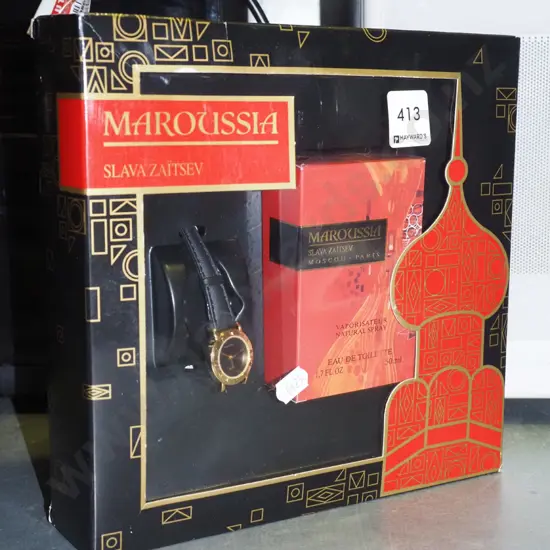 boxed as new Maroussia eau de toilette 50ml, wristwatch