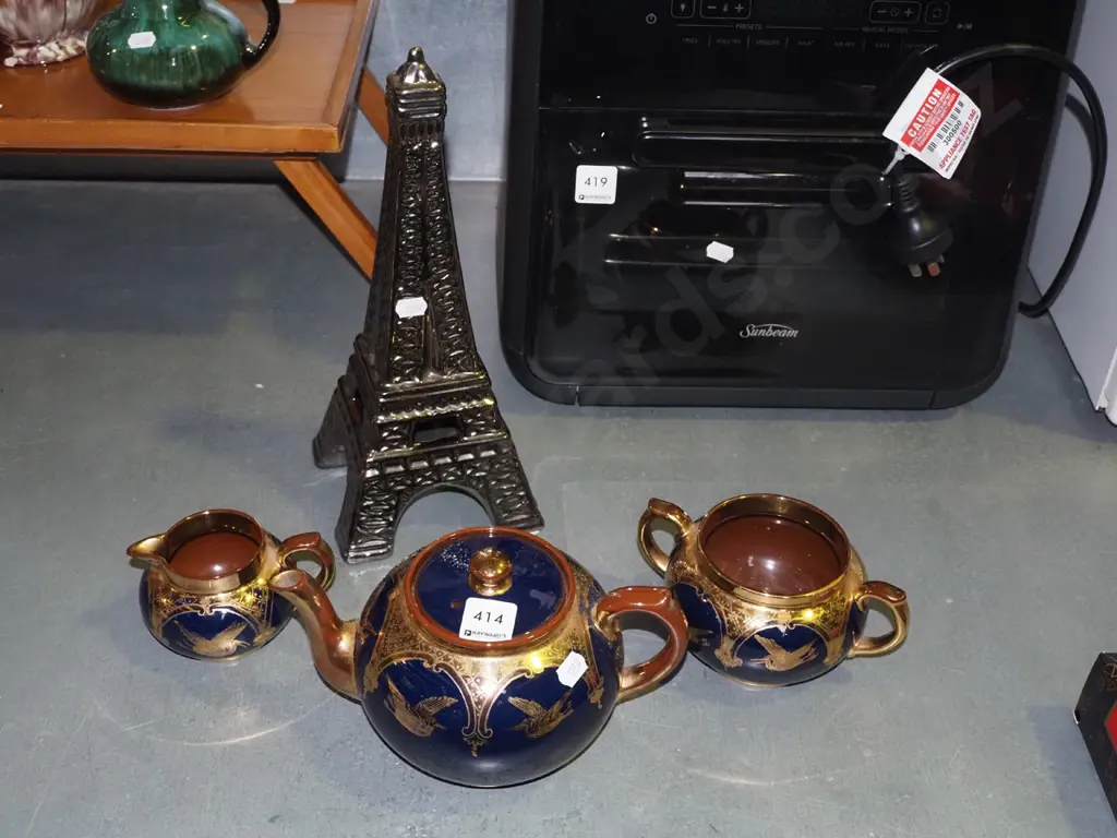 Burslem cobalt and gold teapot and creamer etc Image 1++