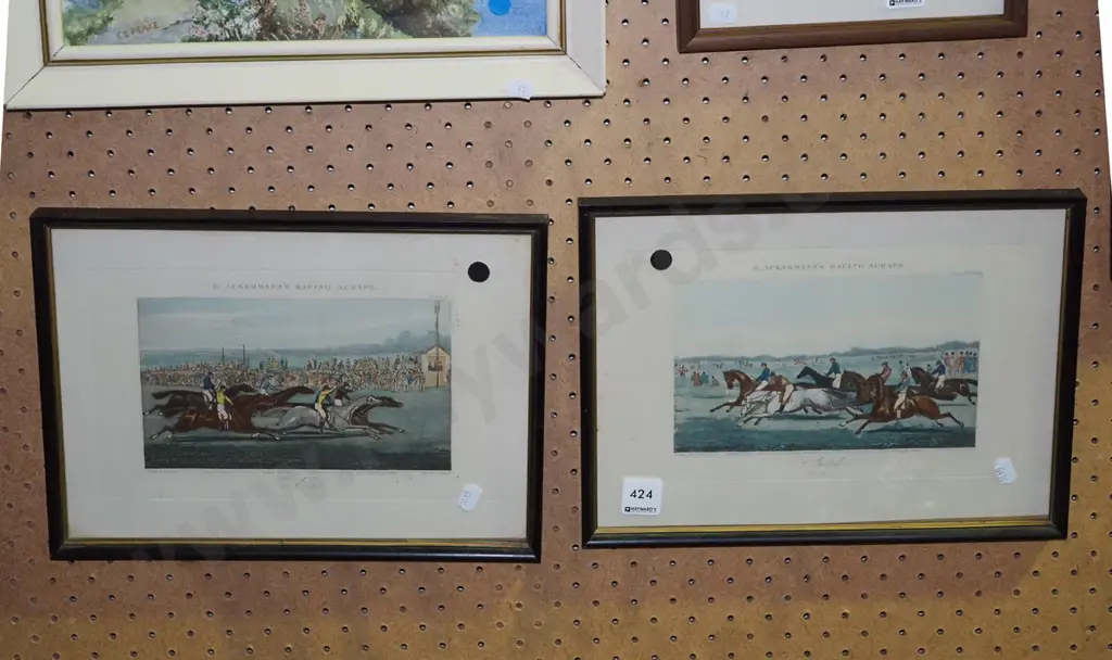 2x horse racing prints - foxing - black dots Image 1++