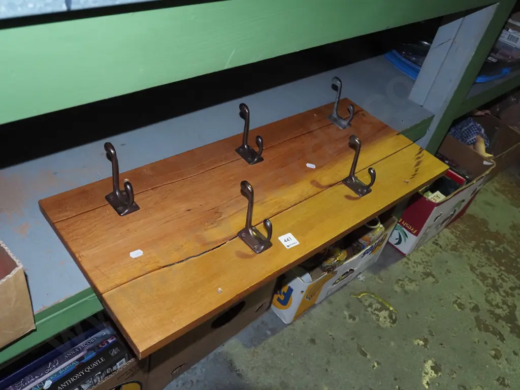 5x coat hooks on rimu board Image 1++