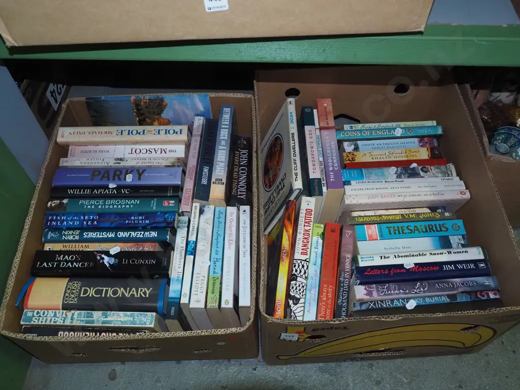 2x boxes of books - red dots Image 1++