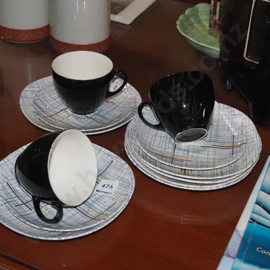 Meakin Folk Weave cups, saucers, plates