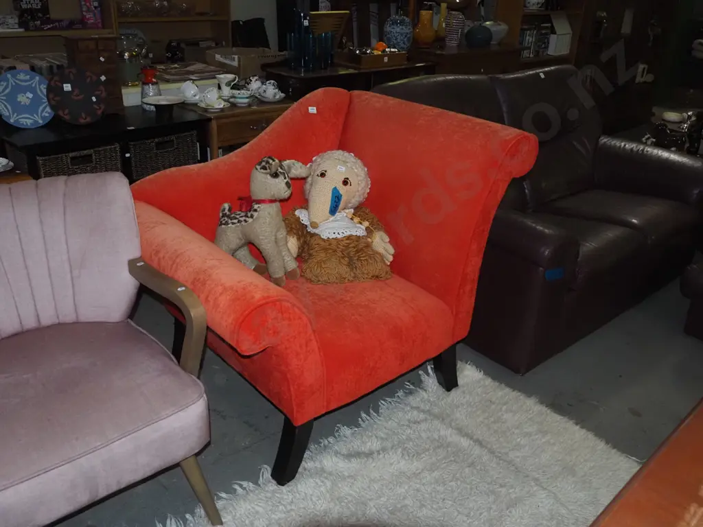 post modern asymetrical rolled arm lounge chair H880 W1080 D670 Image 1++