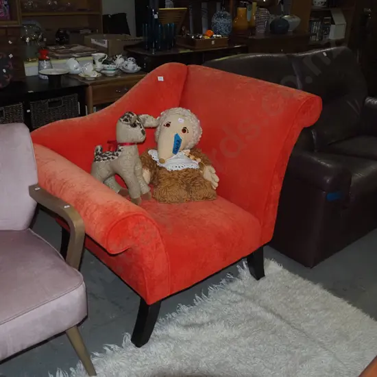 post modern asymetrical rolled arm lounge chair H880 W1080 D670