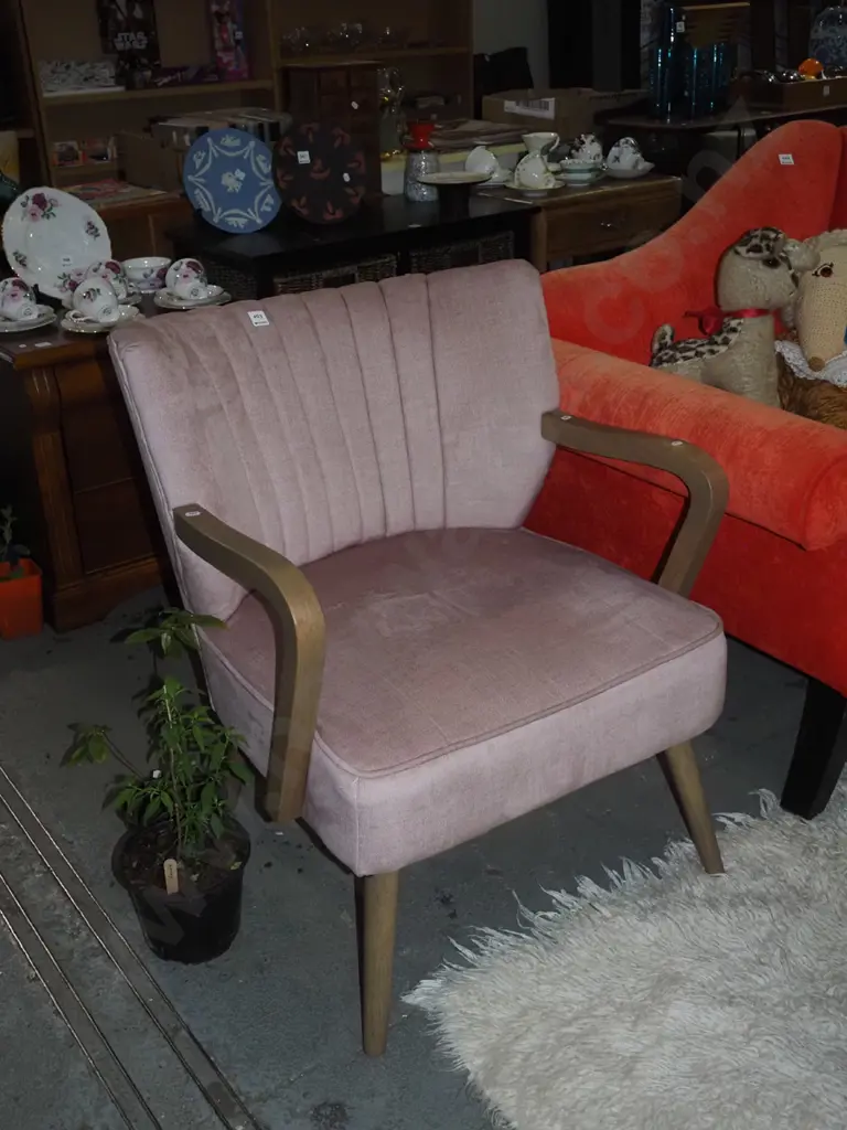 fawn upholstered armchair Image 1++