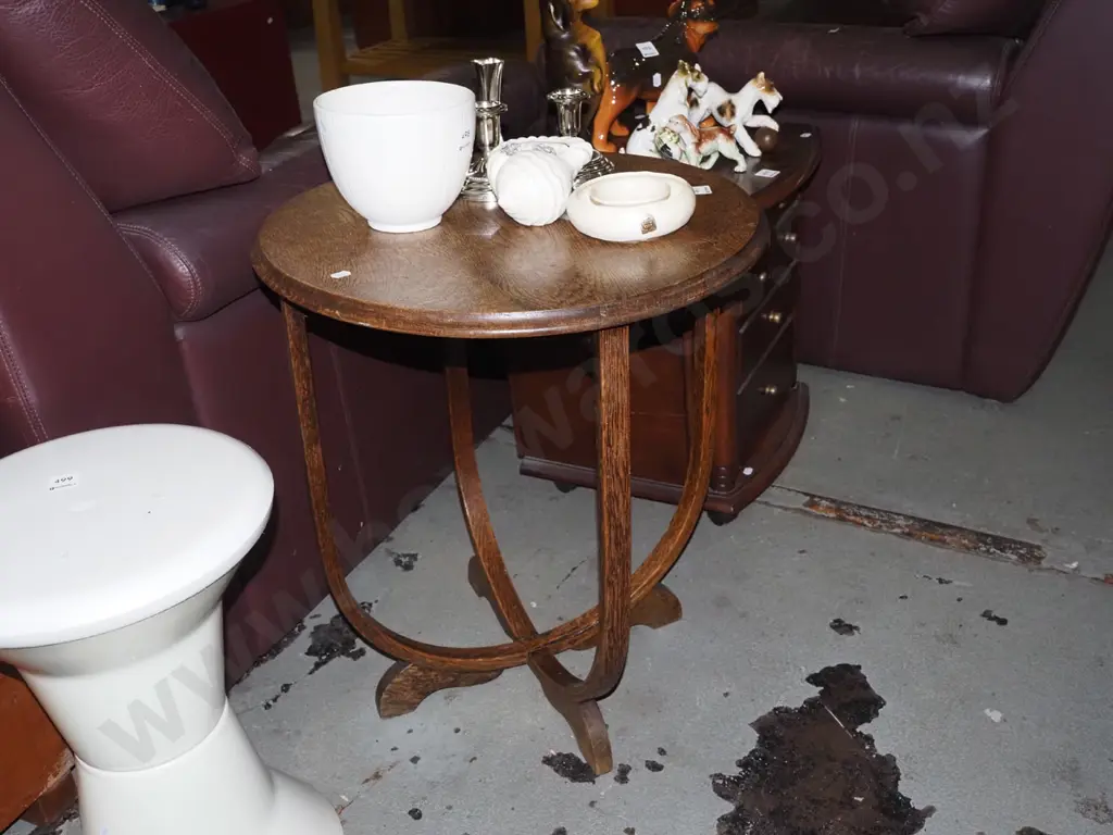 deco hoop circle oak end table H560 W500 Image 1++