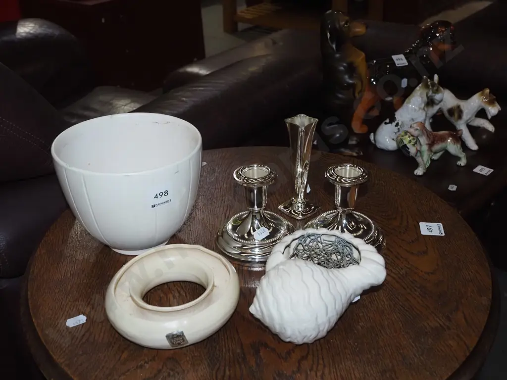 plated vase, candlesticks, shell vase, planter etc Image 1++