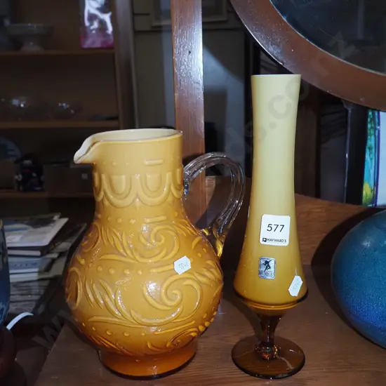 orange glass jug, vase H260