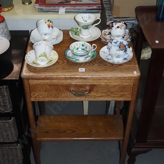 oak single drawer hall table - varnish needs attention