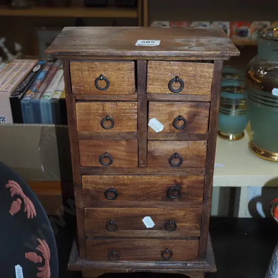 small wooden jewellery/specimen chest H320