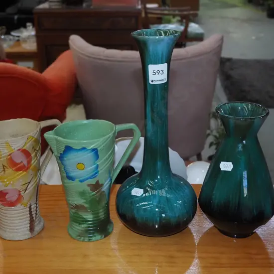 2x Blue Mountain vases, 2x jugs H280