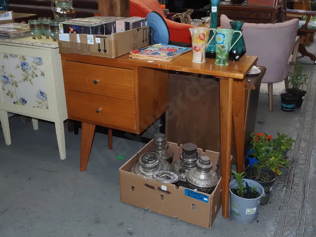 solid pine 2 drawer study desk Image 1++