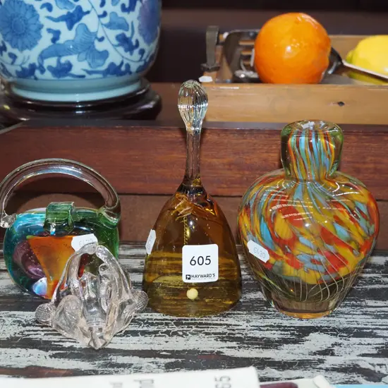 glass bell, vase, paperweight etc