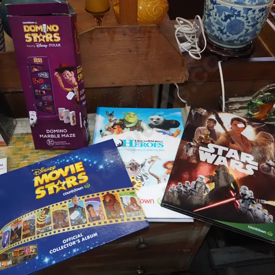 Countdown collector albums, marble maze game