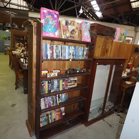 dark stained solid wood bookcase H1830 W915 D190