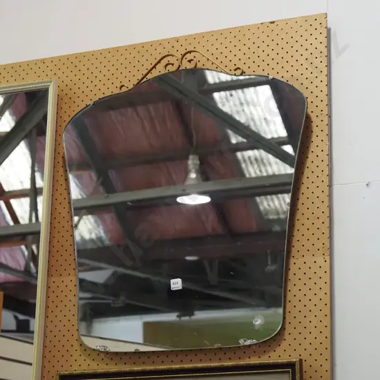 retro metal framed wall mirror - damage H760