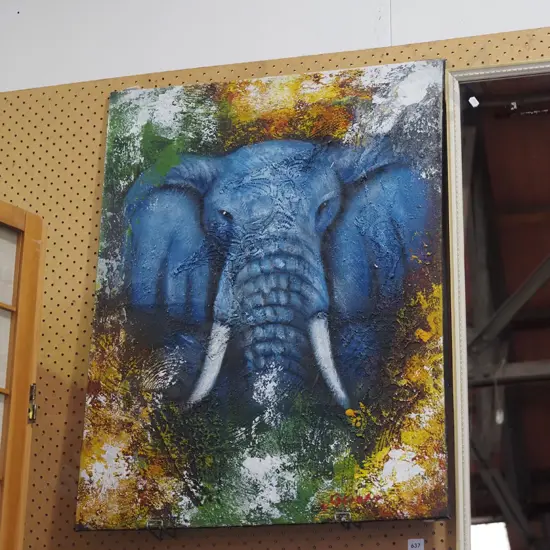 elephant mixed media on canvas