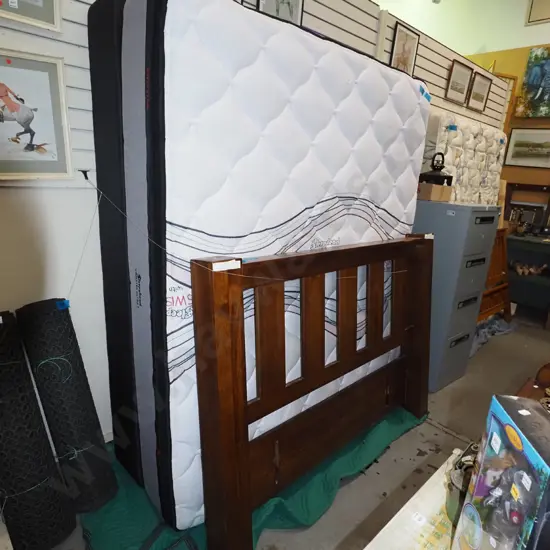 Sleepyhead Swisstek king bed base, mattress pine headboard