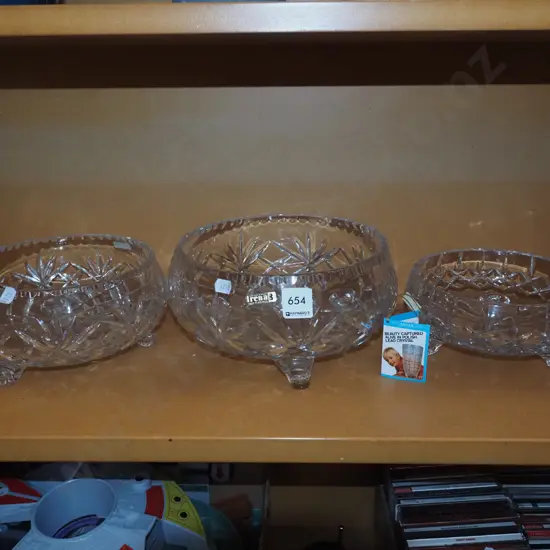 3x footed crystal bowls