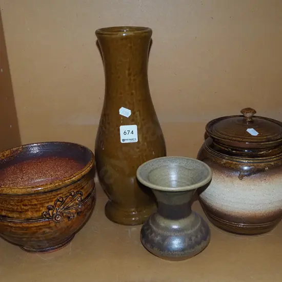 pottery planter, canister, 2x vases H300