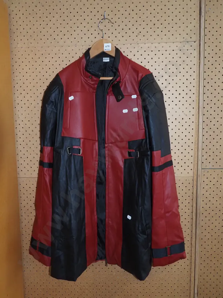 black and red vinyl Deadpool jacket Image 1++