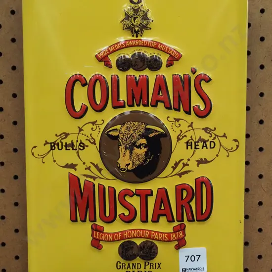 pressed Colemans Mustard sign