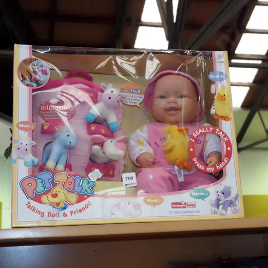 boxed as new  Pet Talking doll and friends