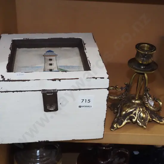 lighthouse decorated box, candlestick