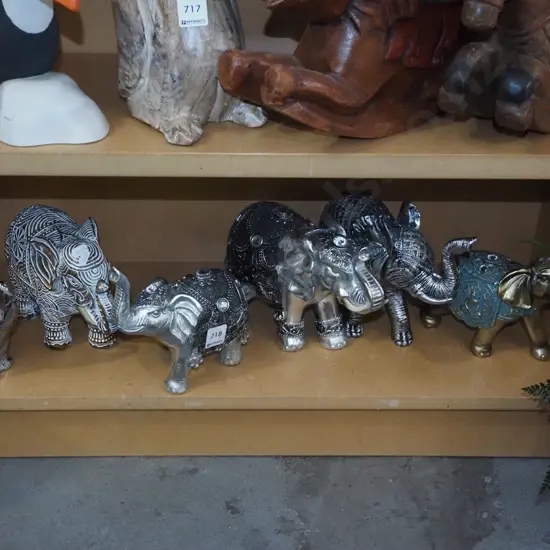 shelf; elephant figurines Tallest H180