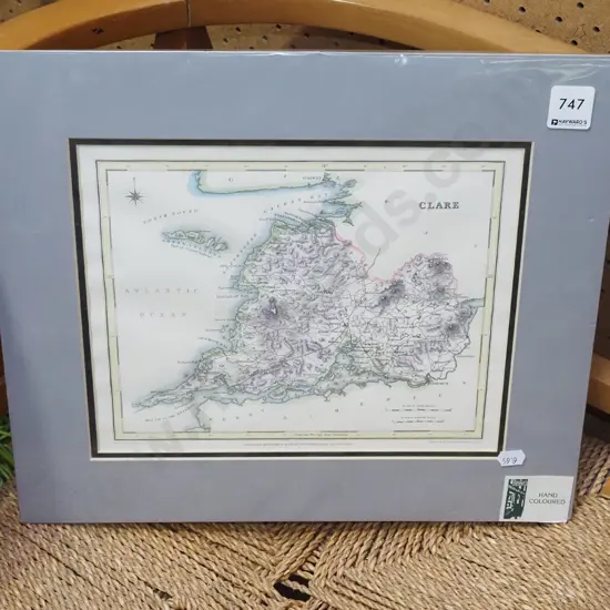 unframed hand coloured print - County Clare